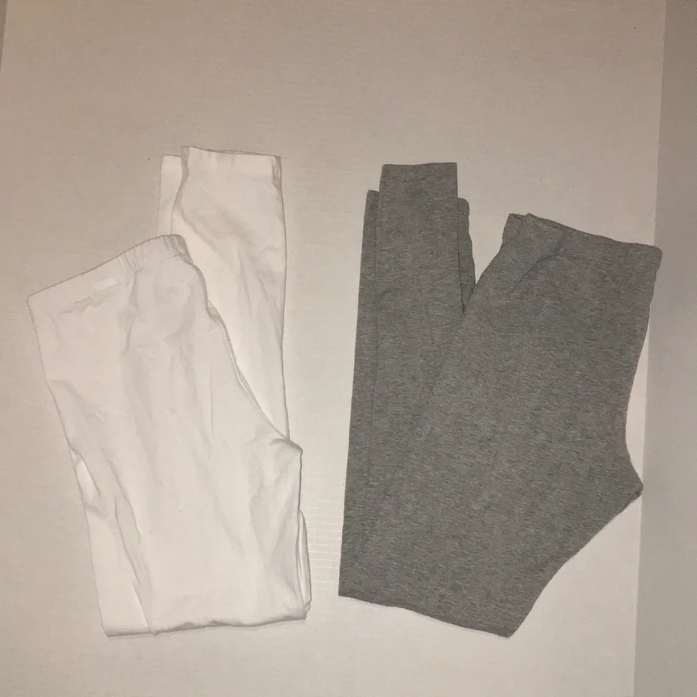 Basic White and Gray Girl’s Leggings - Soft Everyday Essentials | size 14